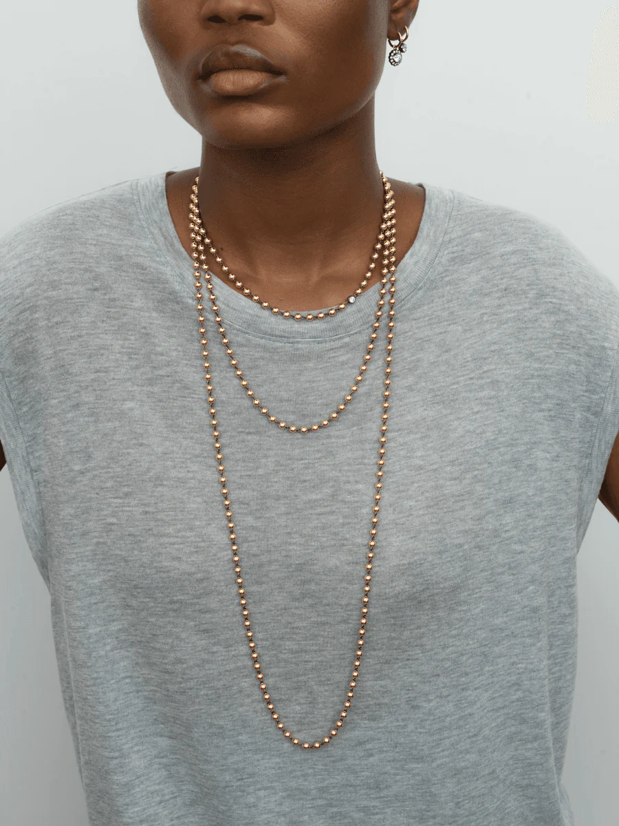 Ball n Chain - 16" Rose Gold Necklace with 0.25ct Diamond - Image 3