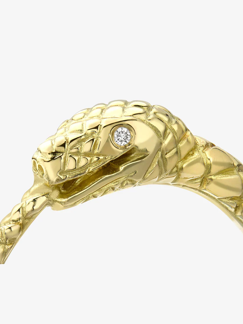 Gold Band - Engraved Snake in Yellow Gold - Image 3
